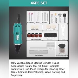 Teal Variable Speed Electric Grinder Rotary Tool Kit - 46pcs